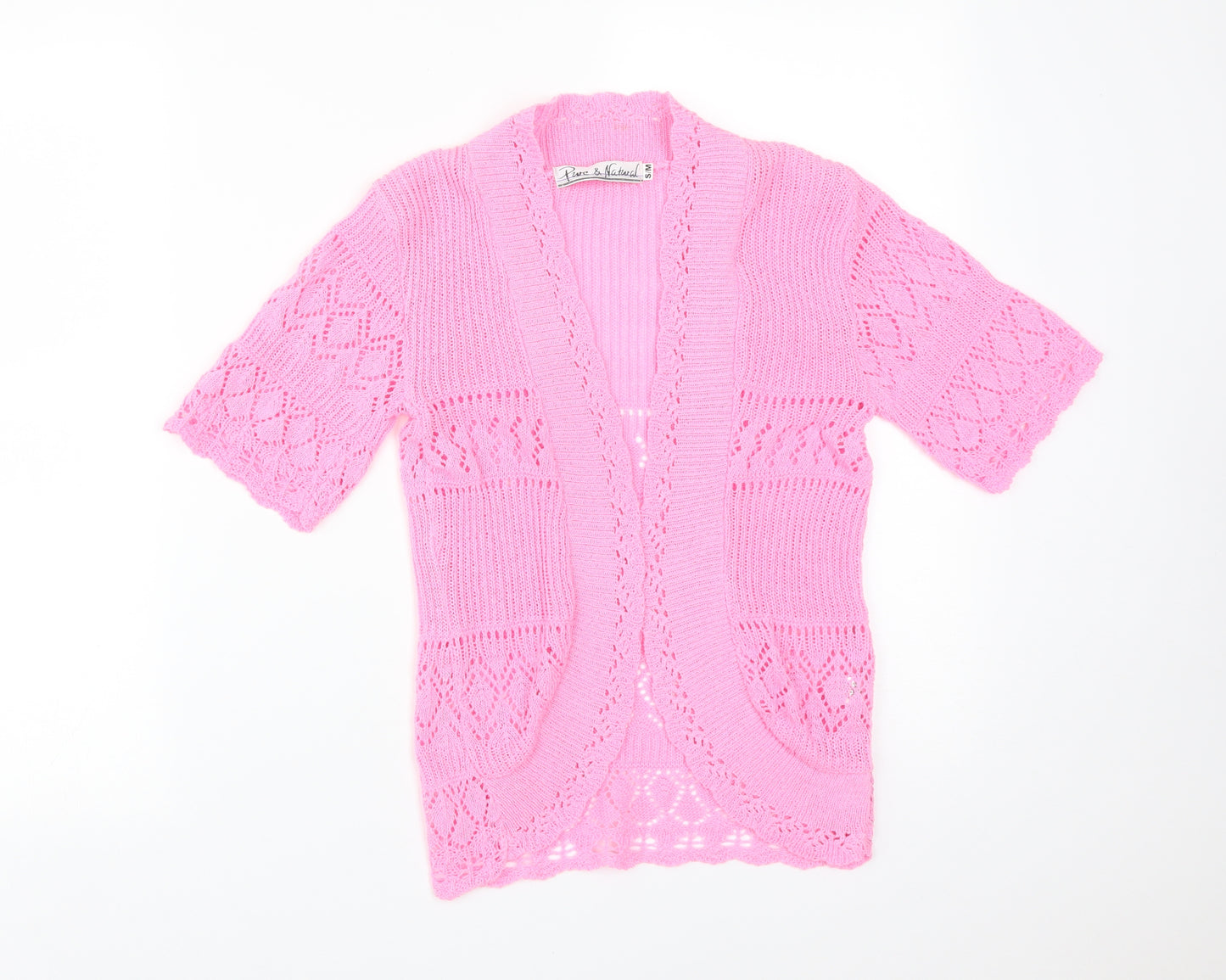 PURE & NATURAL Womens Pink   Cotton Cardigan Jumper Size S