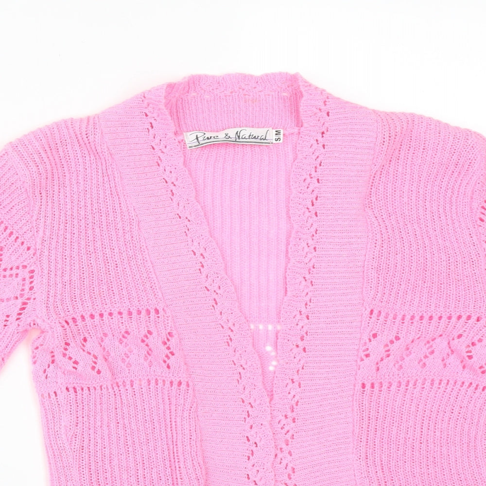 PURE & NATURAL Womens Pink   Cotton Cardigan Jumper Size S