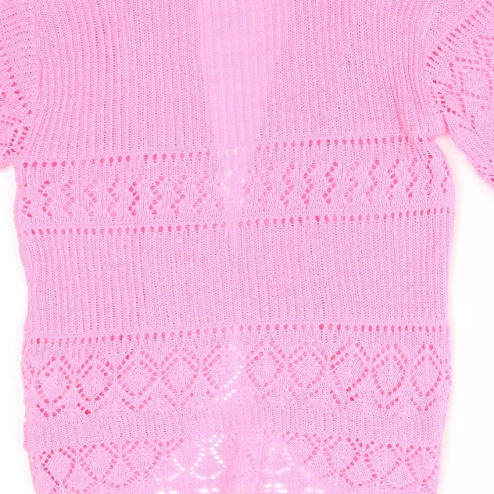 PURE & NATURAL Womens Pink   Cotton Cardigan Jumper Size S