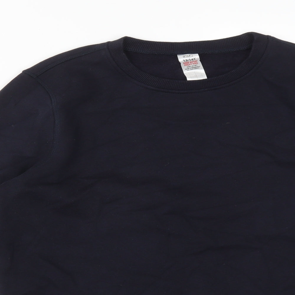 F&F Boys Blue  Cotton Pullover Sweatshirt Size 13-14 Years