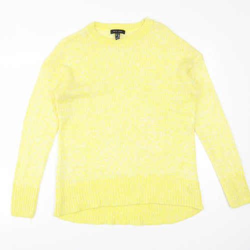 New Look Womens Yellow  Acrylic Basic T-Shirt Size S Crew Neck