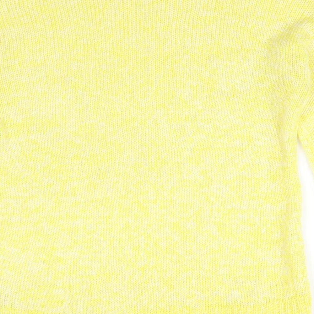 New Look Womens Yellow  Acrylic Basic T-Shirt Size S Crew Neck