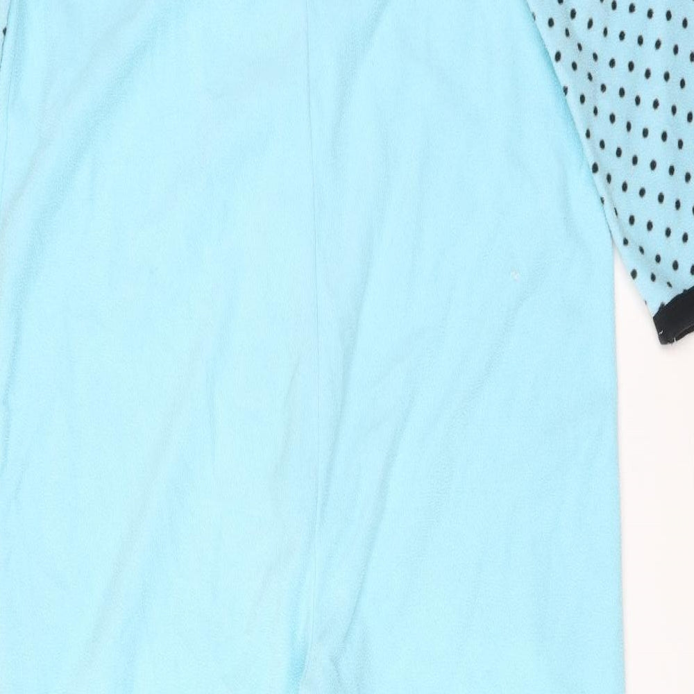 SECRET POSSESSIONS Womens Blue Polka Dot Polyester  One Piece Size S