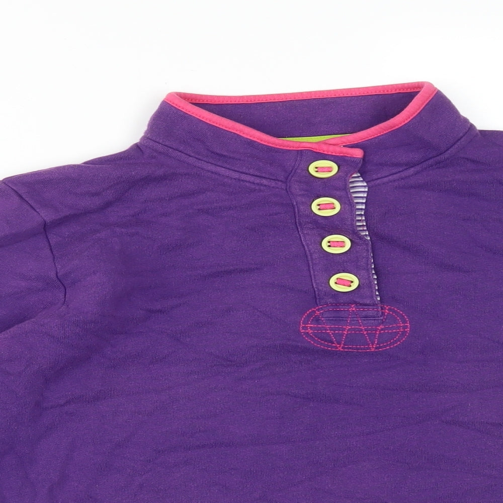 COLOURS BY ALICE Womens Purple High Neck Striped Cotton Pullover Jumper Size 14