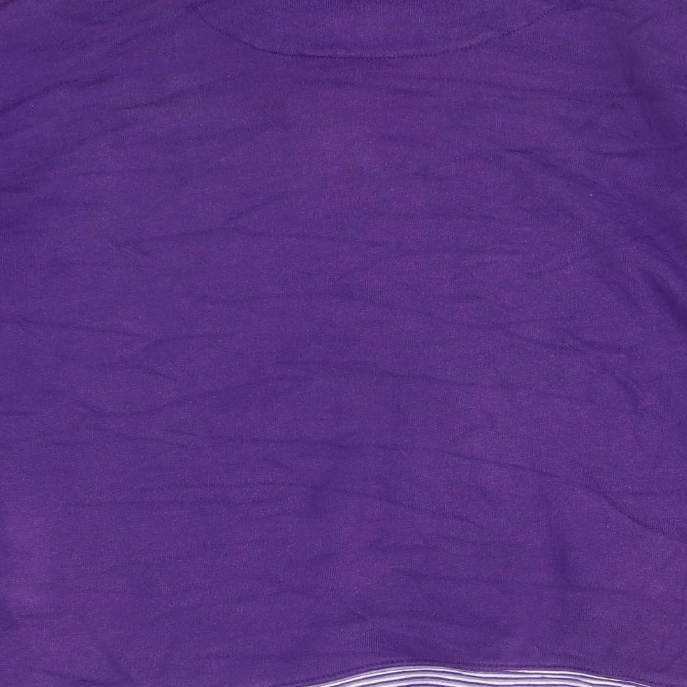 COLOURS BY ALICE Womens Purple High Neck Striped Cotton Pullover Jumper Size 14