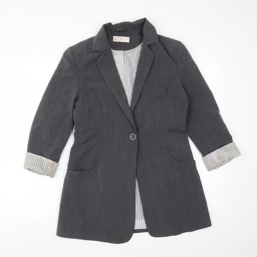 Internacionale Womens Grey  Polyester Jacket Suit Jacket Size 10