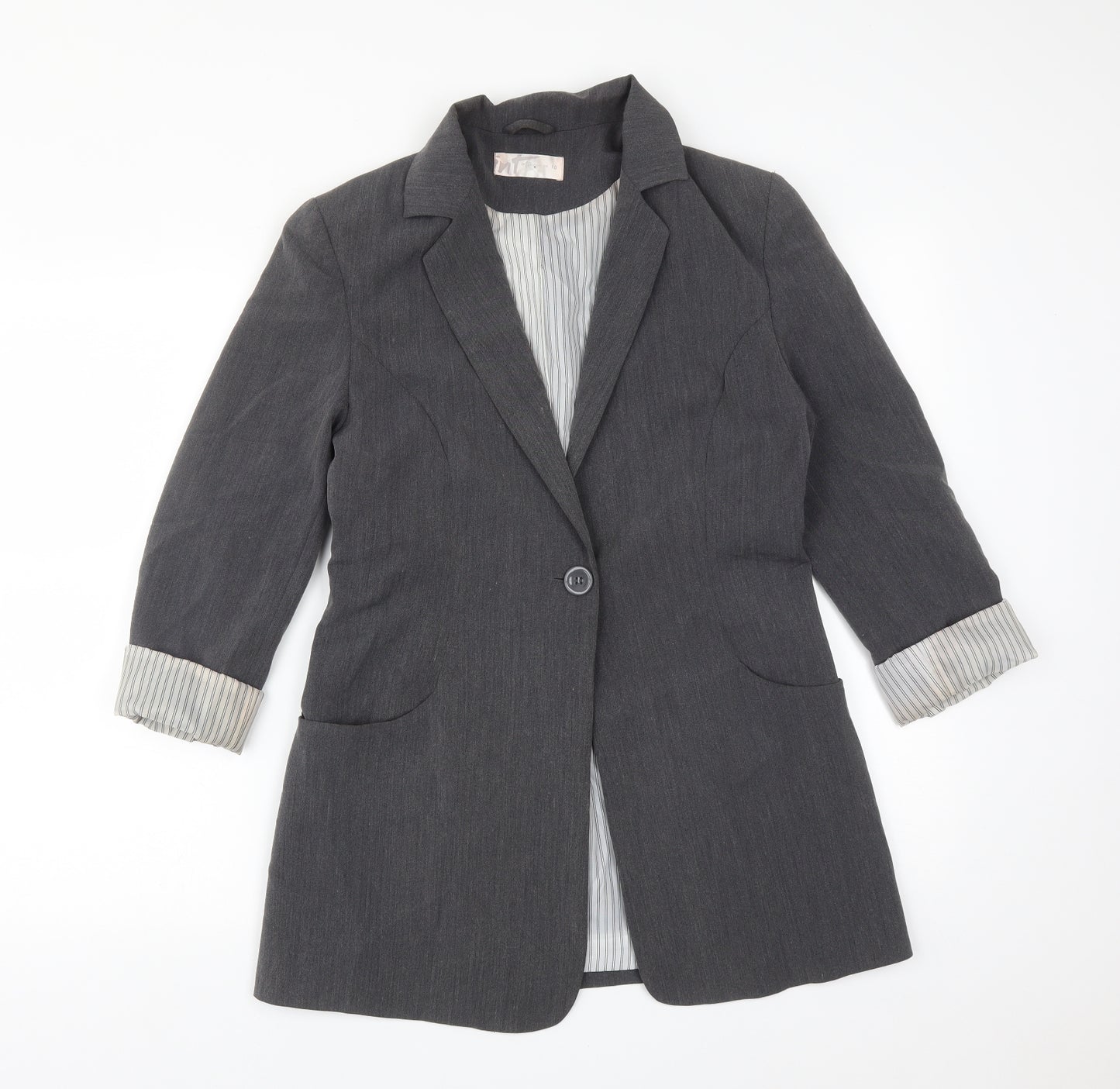 Internacionale Womens Grey  Polyester Jacket Suit Jacket Size 10