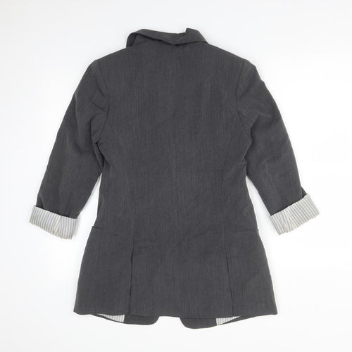 Internacionale Womens Grey  Polyester Jacket Suit Jacket Size 10