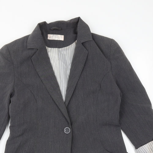 Internacionale Womens Grey  Polyester Jacket Suit Jacket Size 10