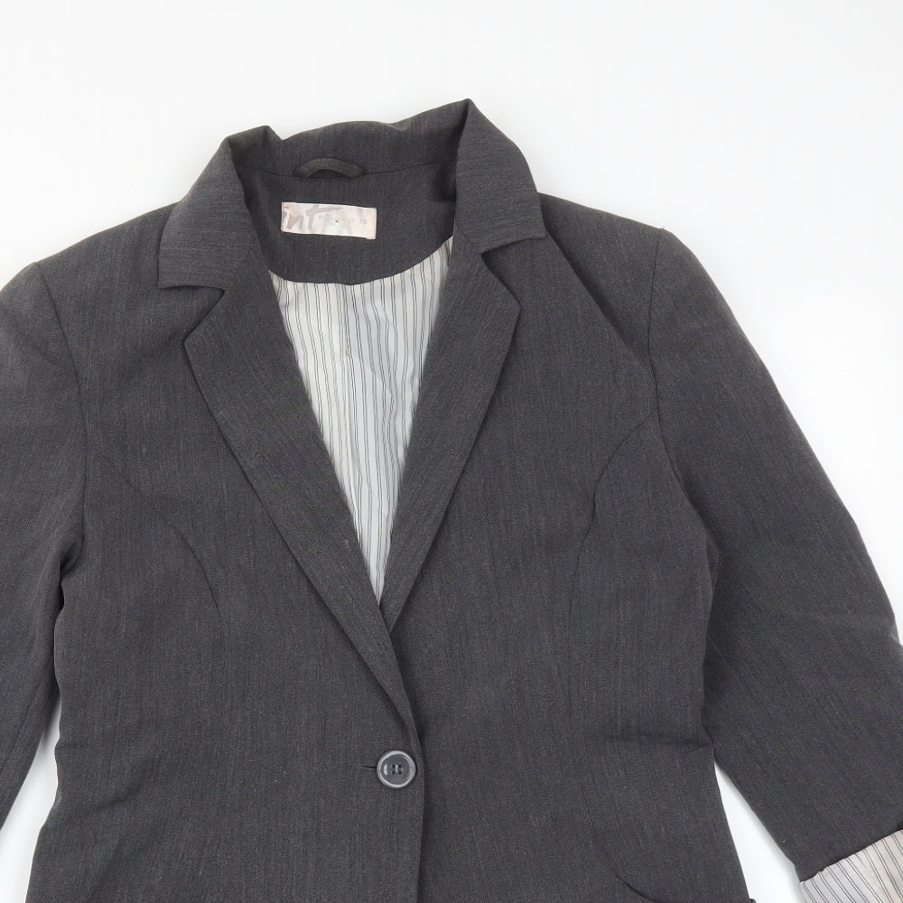Internacionale Womens Grey  Polyester Jacket Suit Jacket Size 10