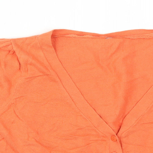 E-vie Womens Orange V-Neck  Cotton Cardigan Jumper Size 12