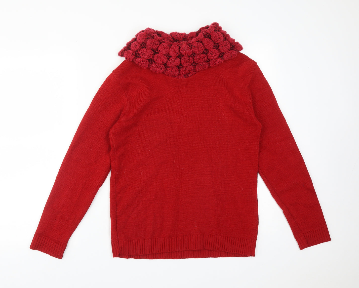 PURE&NATURAL Womens Red Roll Neck  Acrylic Pullover Jumper Size M