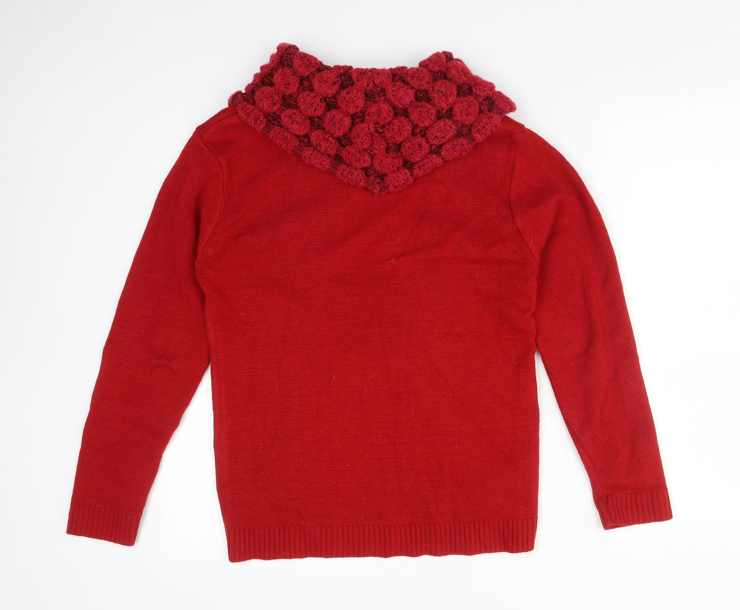 PURE&NATURAL Womens Red Roll Neck  Acrylic Pullover Jumper Size M