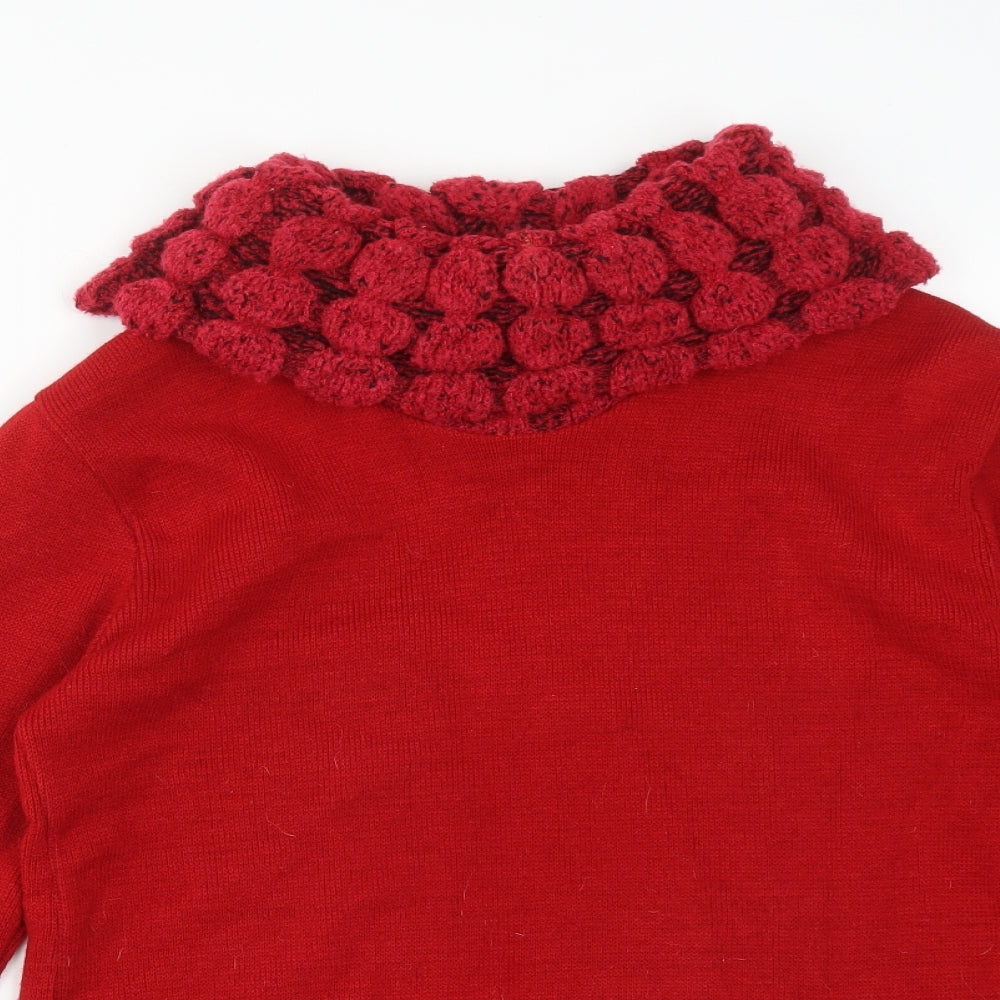 PURE&NATURAL Womens Red Roll Neck  Acrylic Pullover Jumper Size M