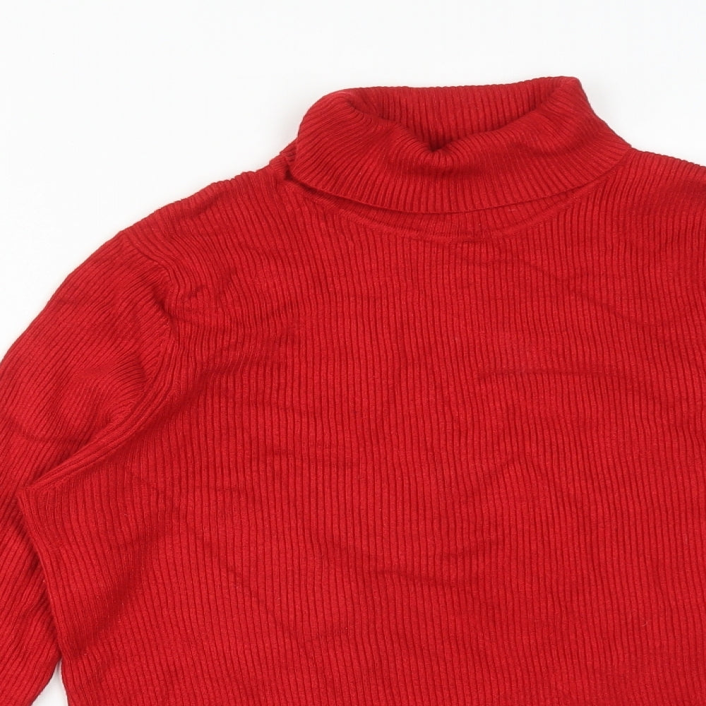 M&S Womens Red  Viscose Basic T-Shirt Size 16 Roll Neck