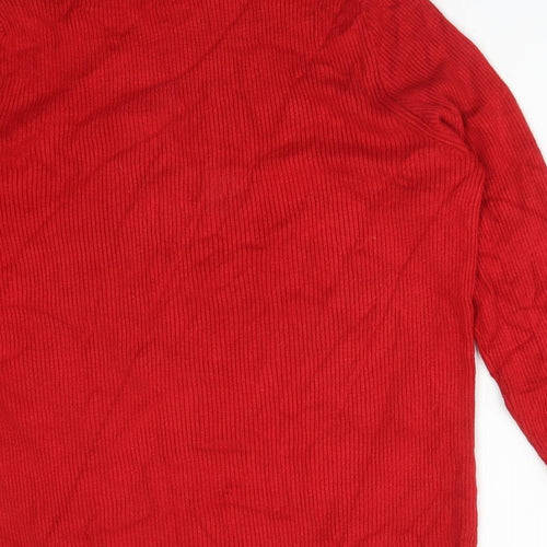 M&S Womens Red  Viscose Basic T-Shirt Size 16 Roll Neck