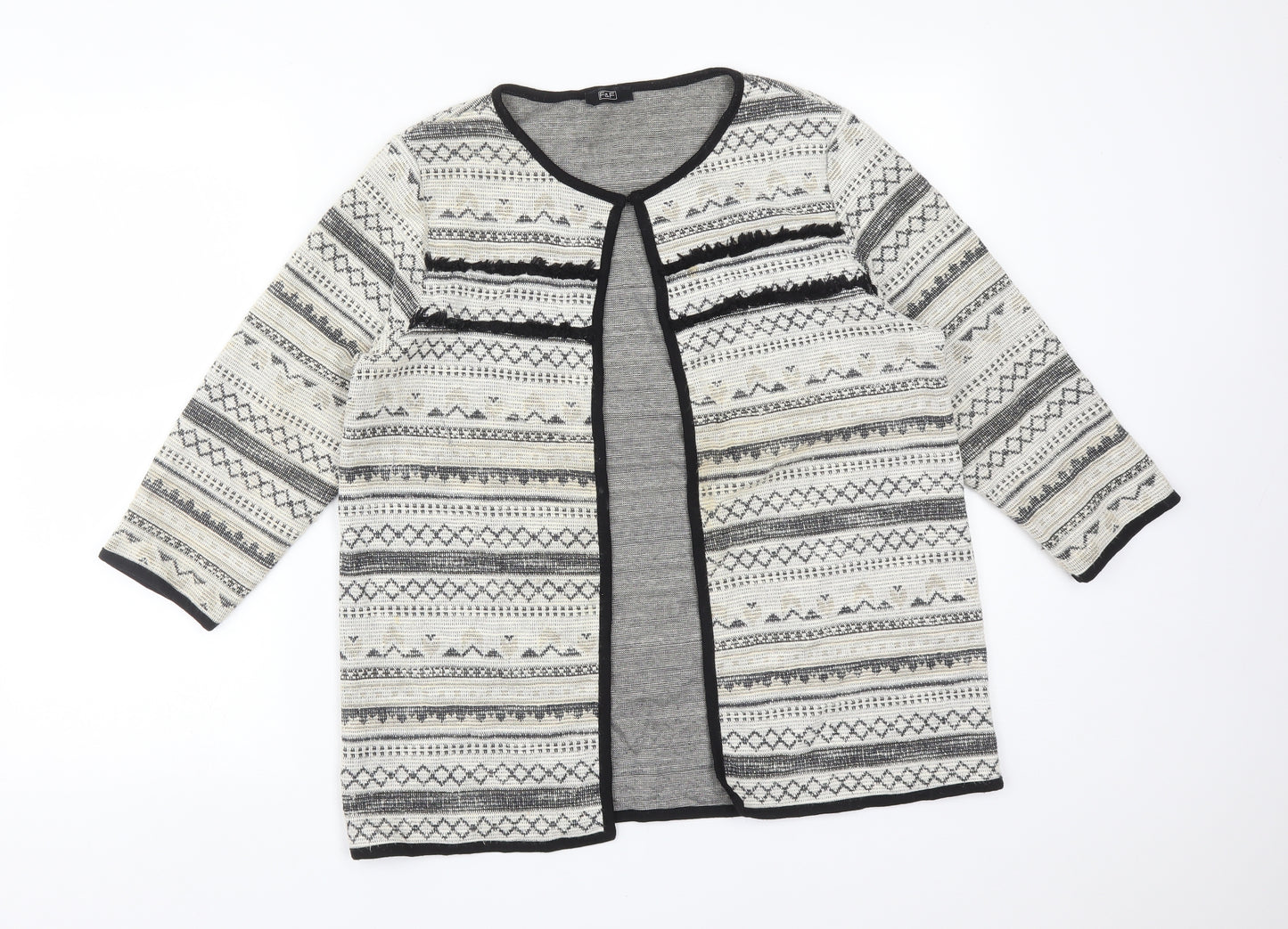 F&F Womens Multicoloured Round Neck Fair Isle Cotton Cardigan Jumper Size 10