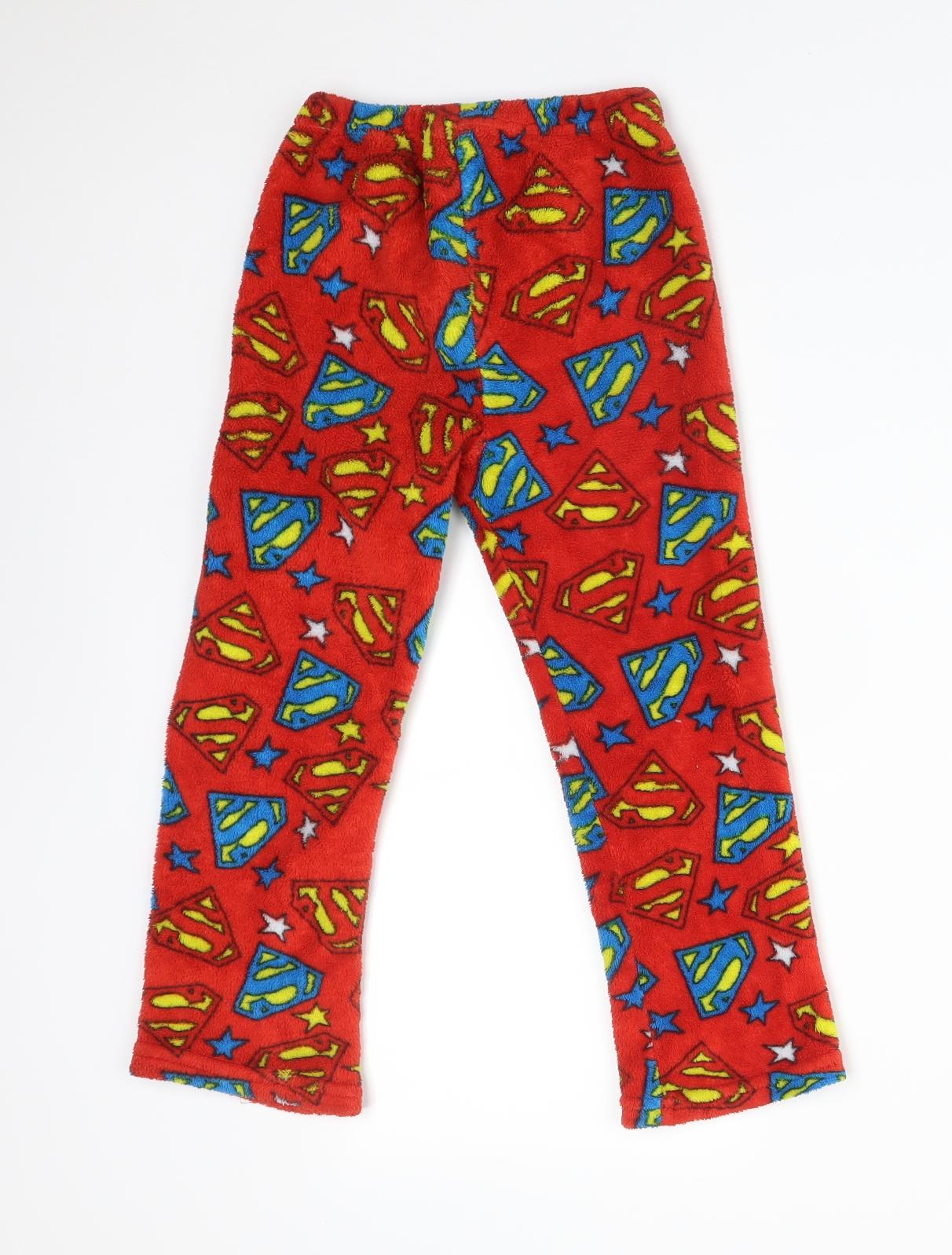 Superman Boys Red Geometric Polyester  Pyjama Pants Size 5-6 Years   - SUPERMAN