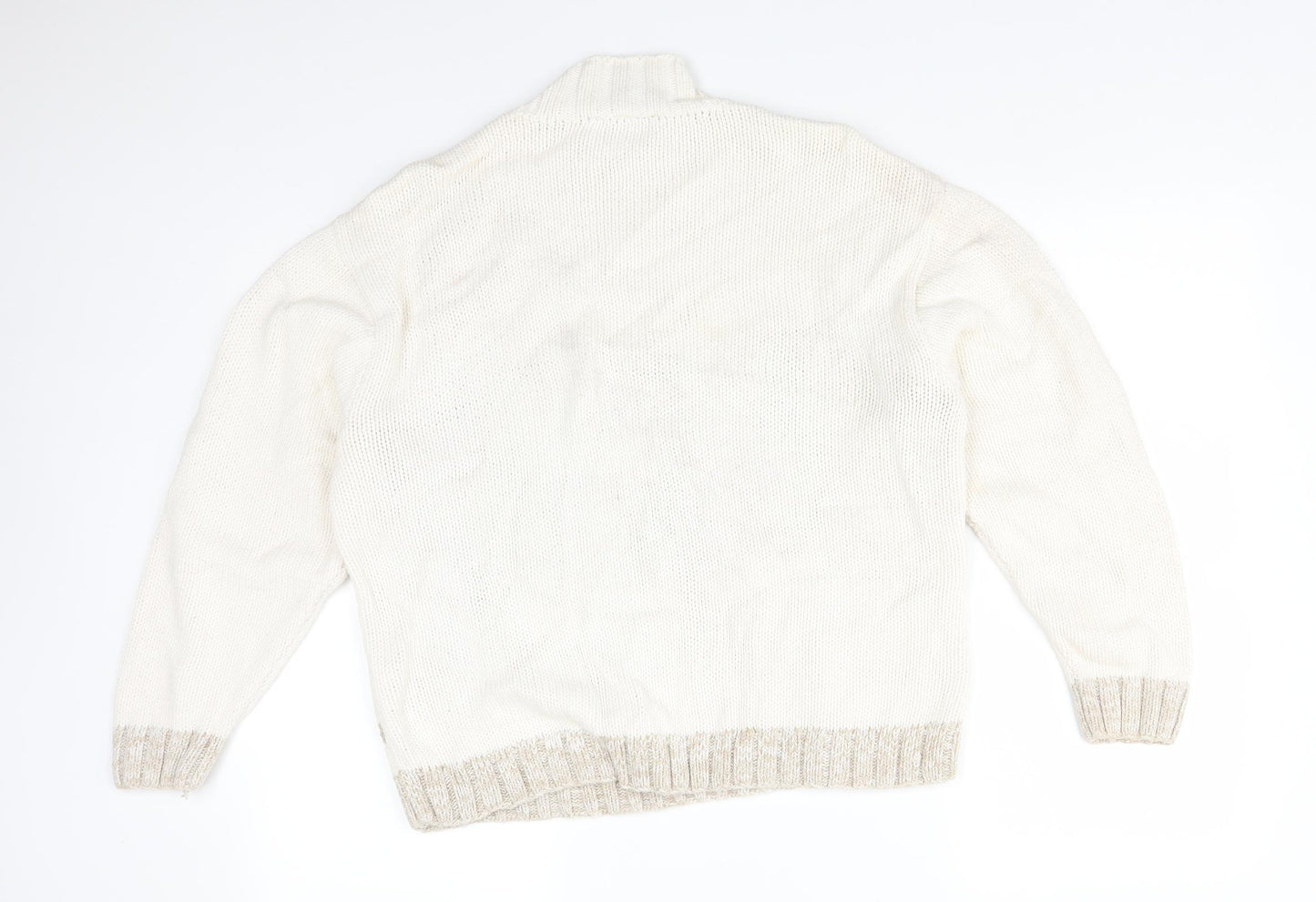 Liz Claiborne Womens White  Cotton Pullover Sweatshirt Size L   - FARMHOUSE, TREE SCENE