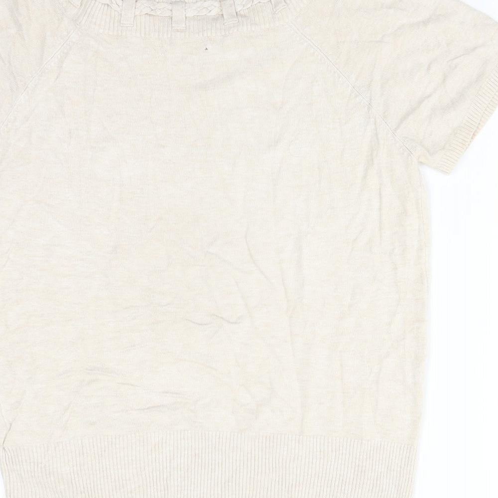 Debenhams Womens Beige  Viscose Basic T-Shirt Size 14 Boat Neck