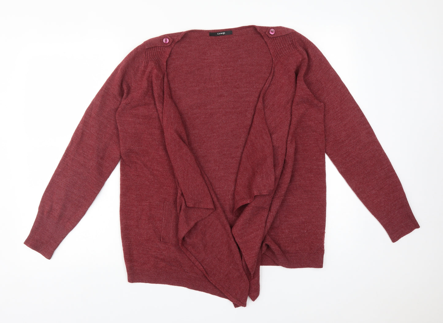 George Womens Red   Acrylic Cardigan Jumper Size 12