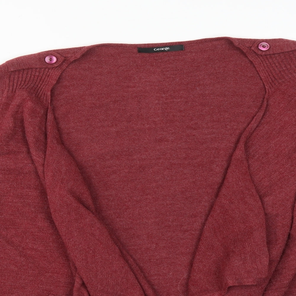 George Womens Red   Acrylic Cardigan Jumper Size 12
