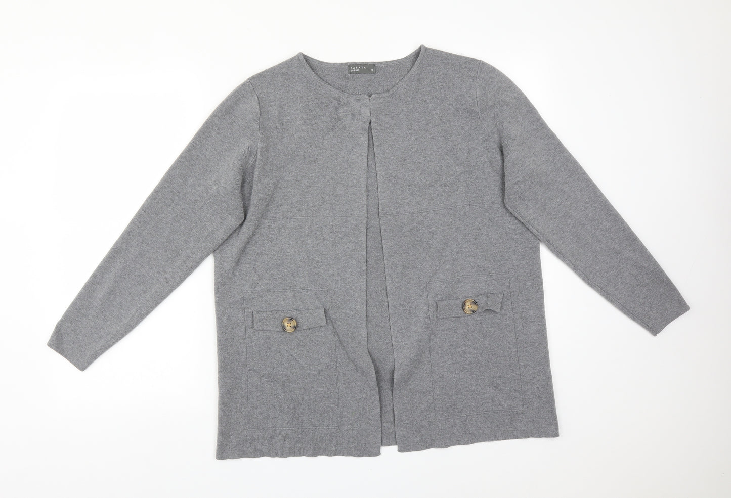Papaya Womens Grey Round Neck  Polyester Cardigan Jumper Size 18