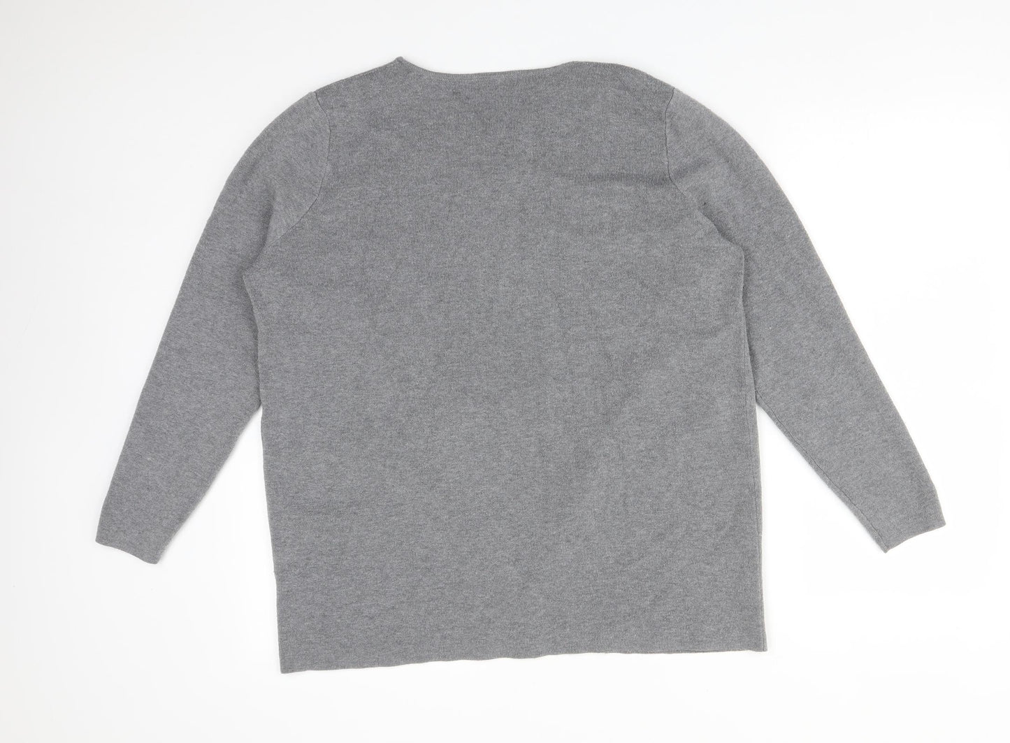 Papaya Womens Grey Round Neck  Polyester Cardigan Jumper Size 18