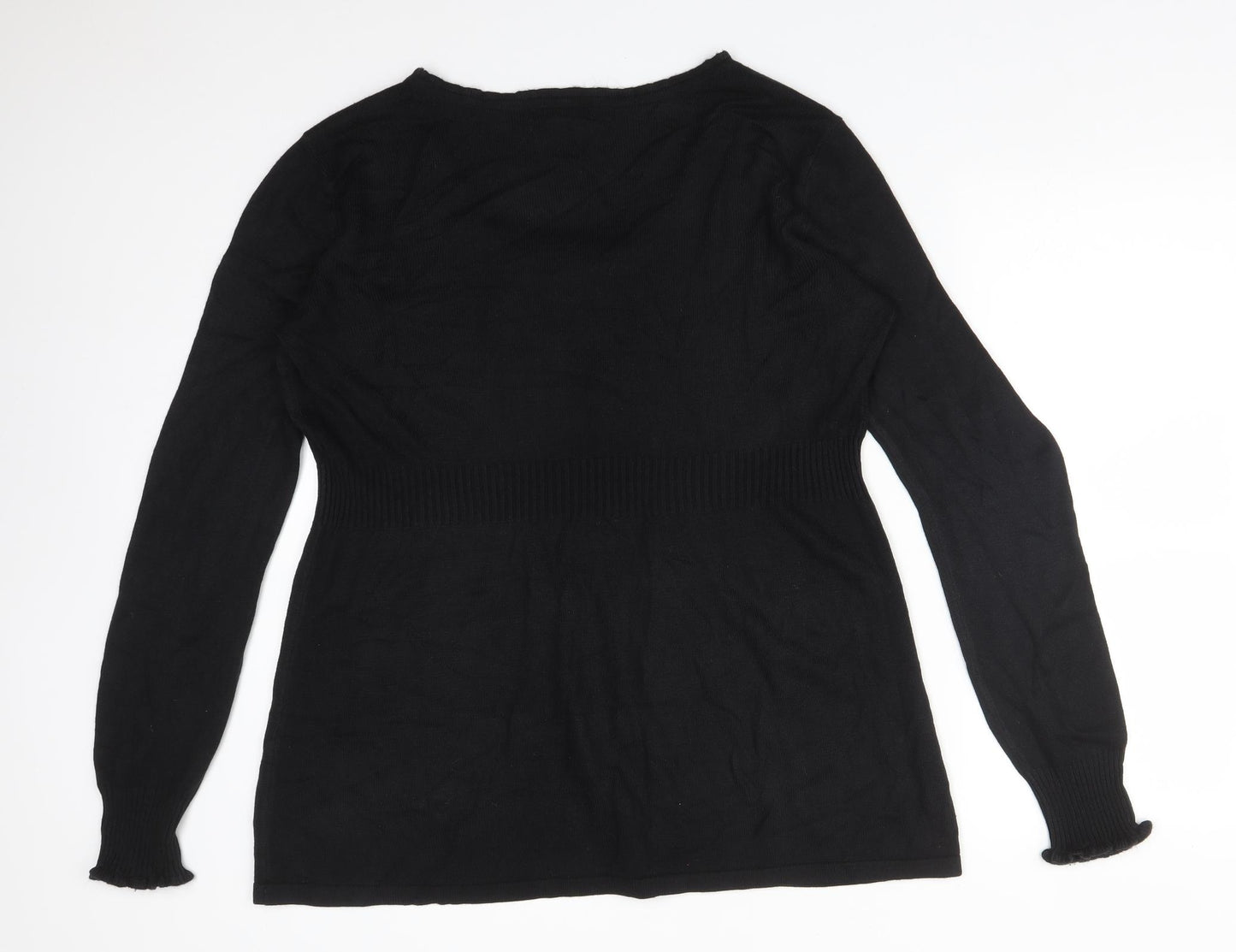 SAGIC COUTURE Womens Black  Acrylic Basic T-Shirt Size L Scoop Neck