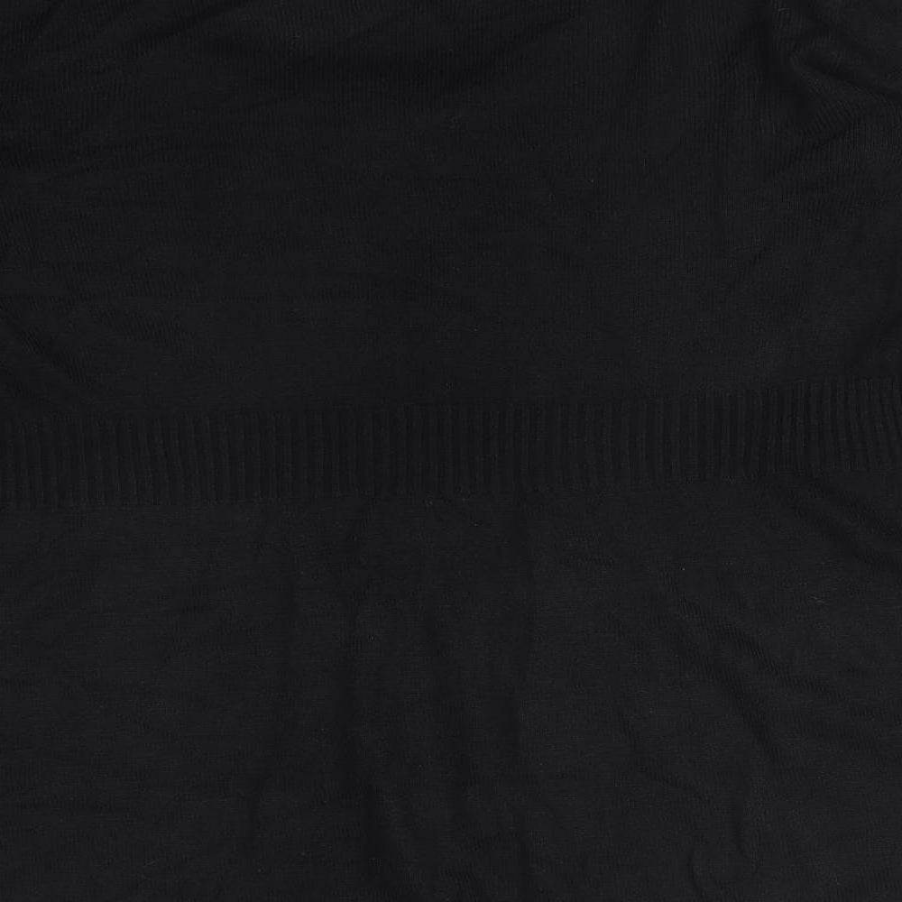 SAGIC COUTURE Womens Black  Acrylic Basic T-Shirt Size L Scoop Neck
