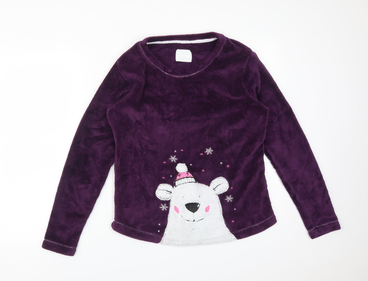 Matalan Womens Purple Solid Polyester  Pyjama Top Size M   - POLAR BEAR