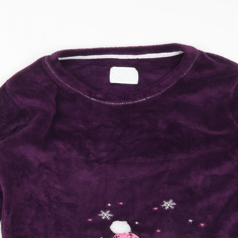 Matalan Womens Purple Solid Polyester  Pyjama Top Size M   - POLAR BEAR