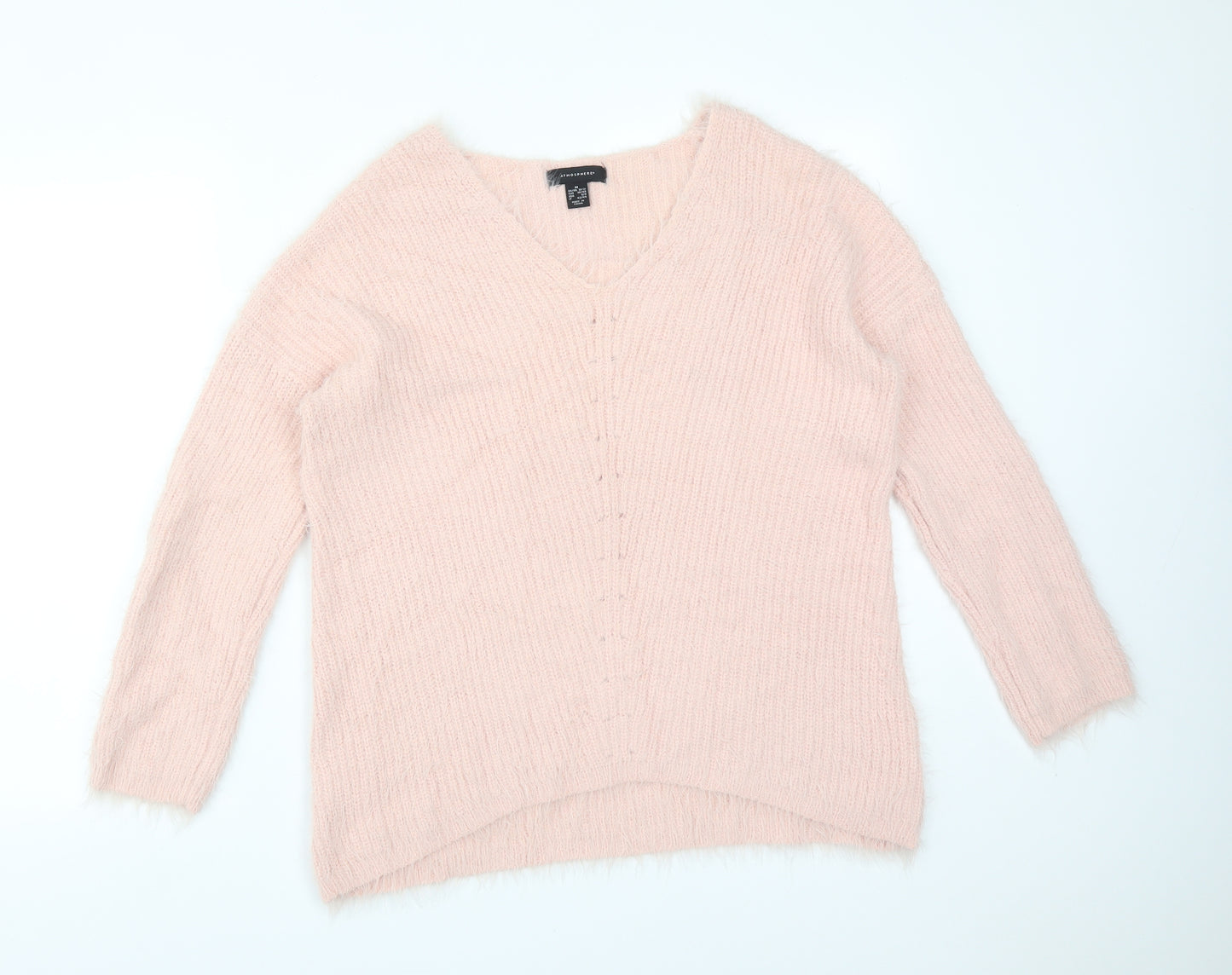 Atmosphere Womens Pink  Acrylic Basic T-Shirt Size M V-Neck