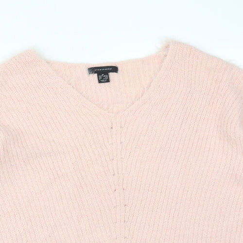 Atmosphere Womens Pink  Acrylic Basic T-Shirt Size M V-Neck