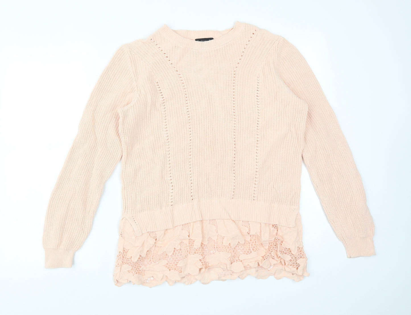 F&F Womens Pink Floral Cotton Pullover Sweatshirt Size 16