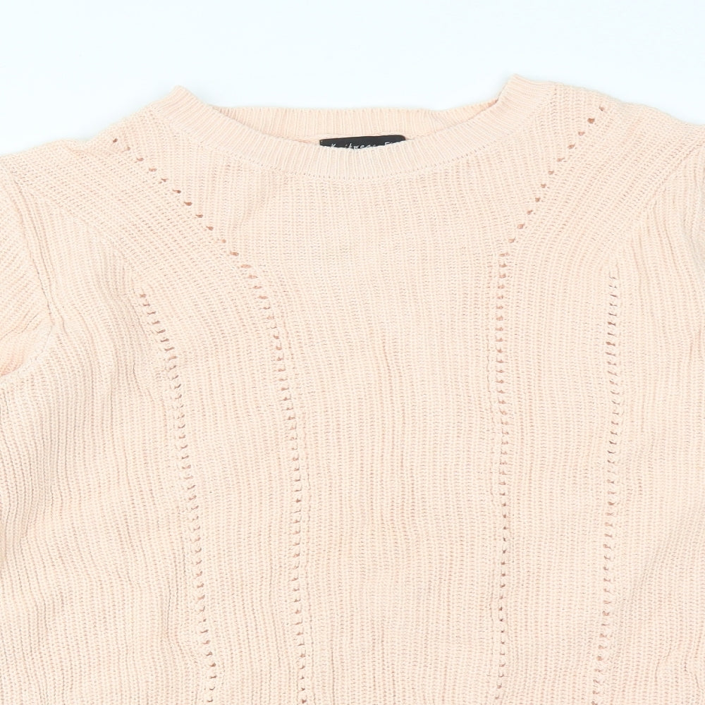 F&F Womens Pink Floral Cotton Pullover Sweatshirt Size 16