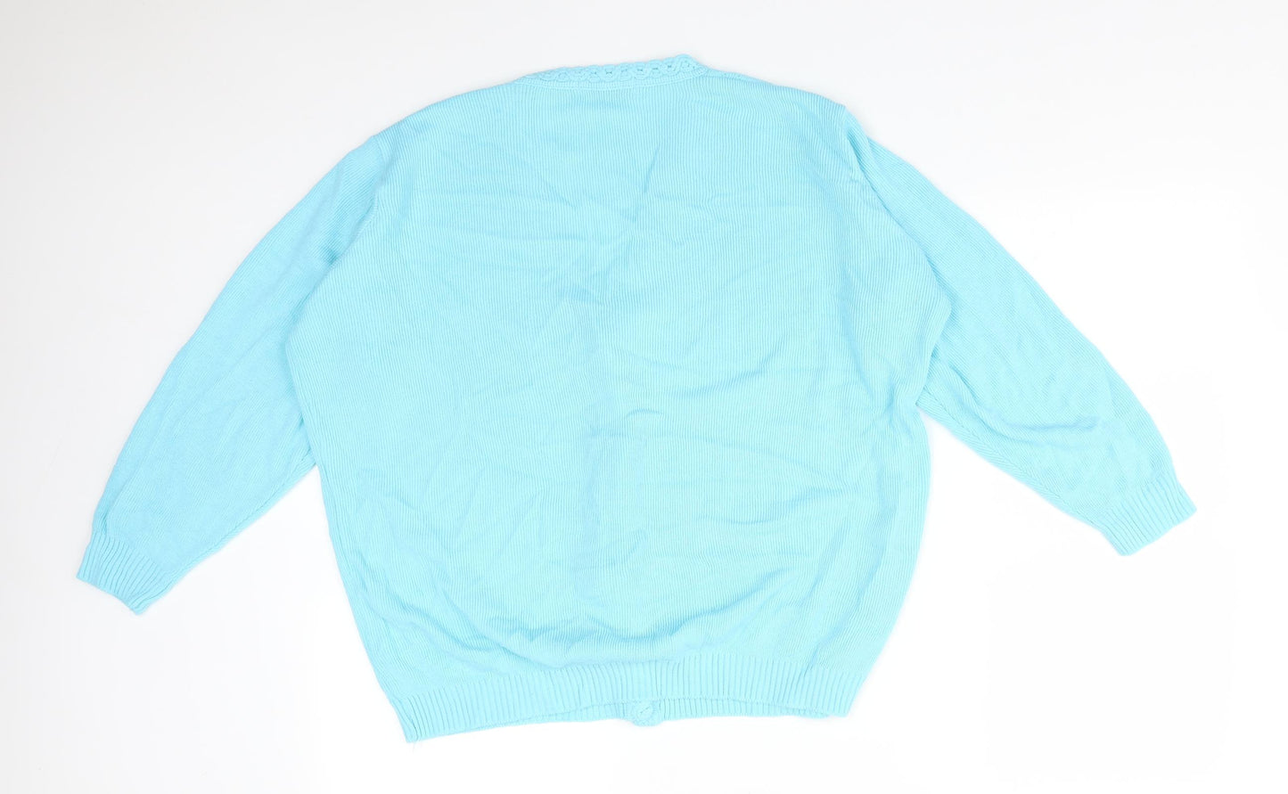 MERRY GOLD Womens Blue V-Neck Argyle/Diamond Acrylic Cardigan Jumper Size L