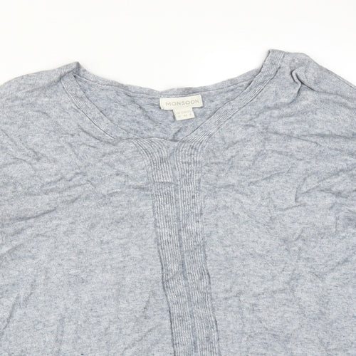 Monsoon Womens Multicoloured  Viscose Basic T-Shirt Size 12 V-Neck