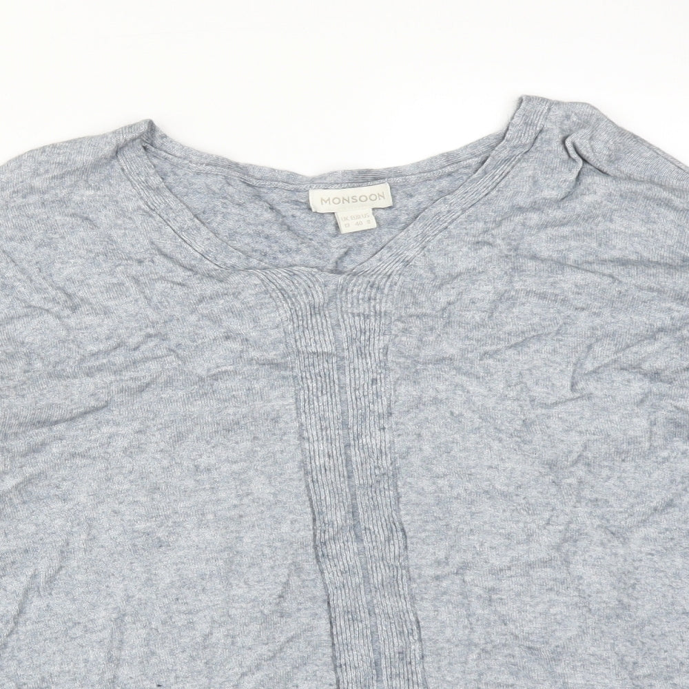 Monsoon Womens Multicoloured  Viscose Basic T-Shirt Size 12 V-Neck