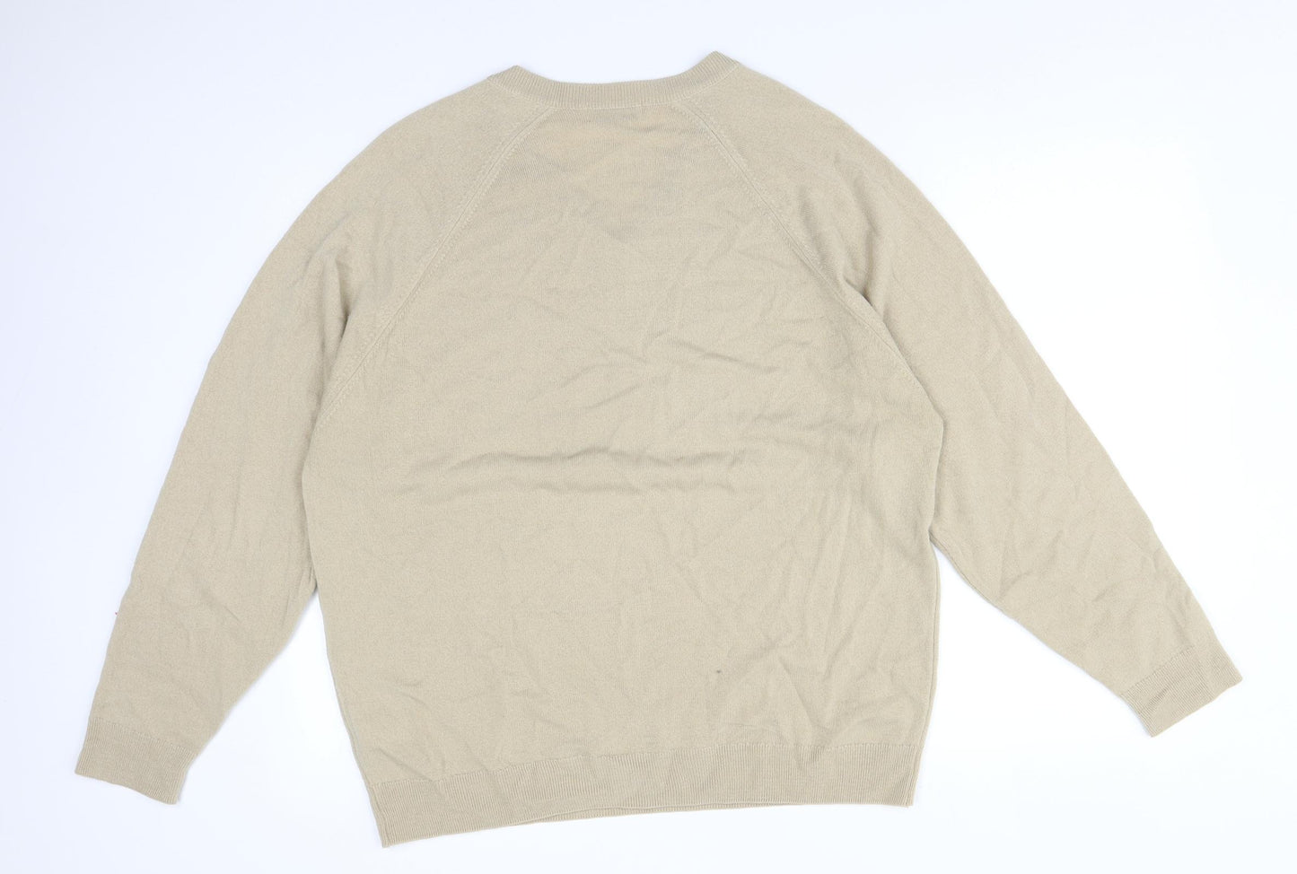Essentials Mens Beige  Acrylic  T-Shirt Size L V-Neck