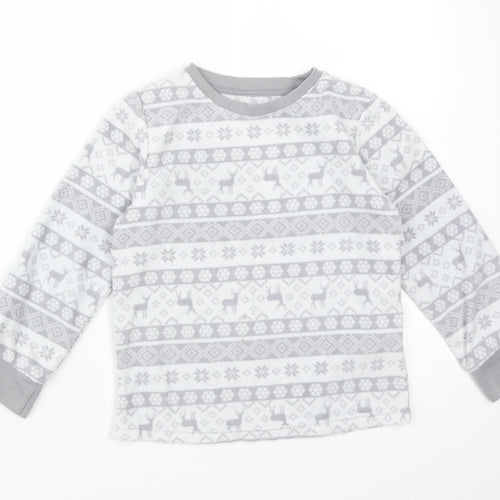 F&F Girls Grey Fair Isle Polyester  Pyjama Top Size 5-6 Years