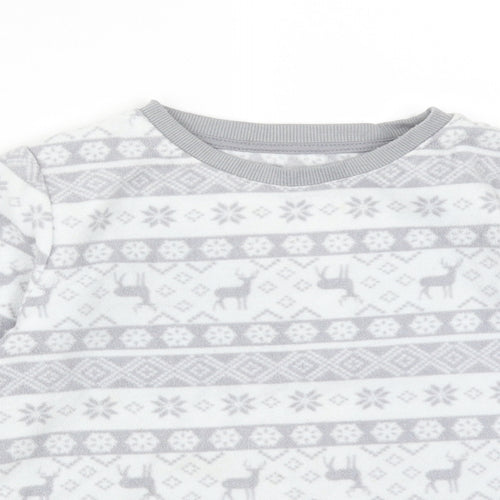 F&F Girls Grey Fair Isle Polyester  Pyjama Top Size 5-6 Years
