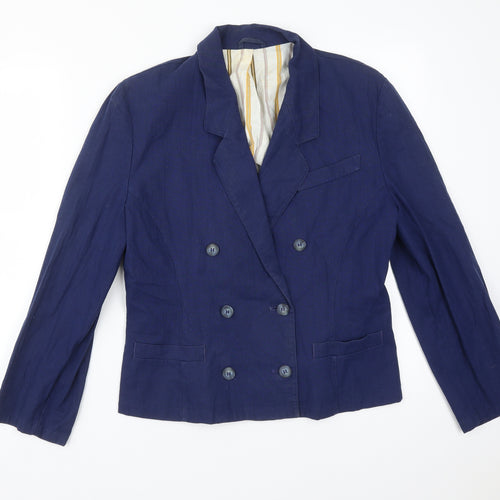 ST MICHAEL Womens Blue  Cotton Jacket Suit Jacket Size 14