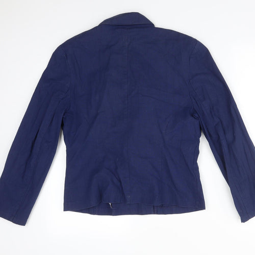 ST MICHAEL Womens Blue  Cotton Jacket Suit Jacket Size 14