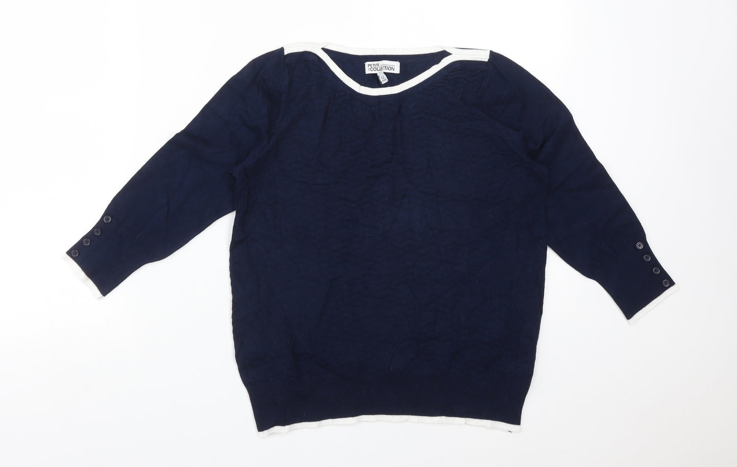 THE COLLECTION Womens Blue  Viscose Basic T-Shirt Size 12 Boat Neck
