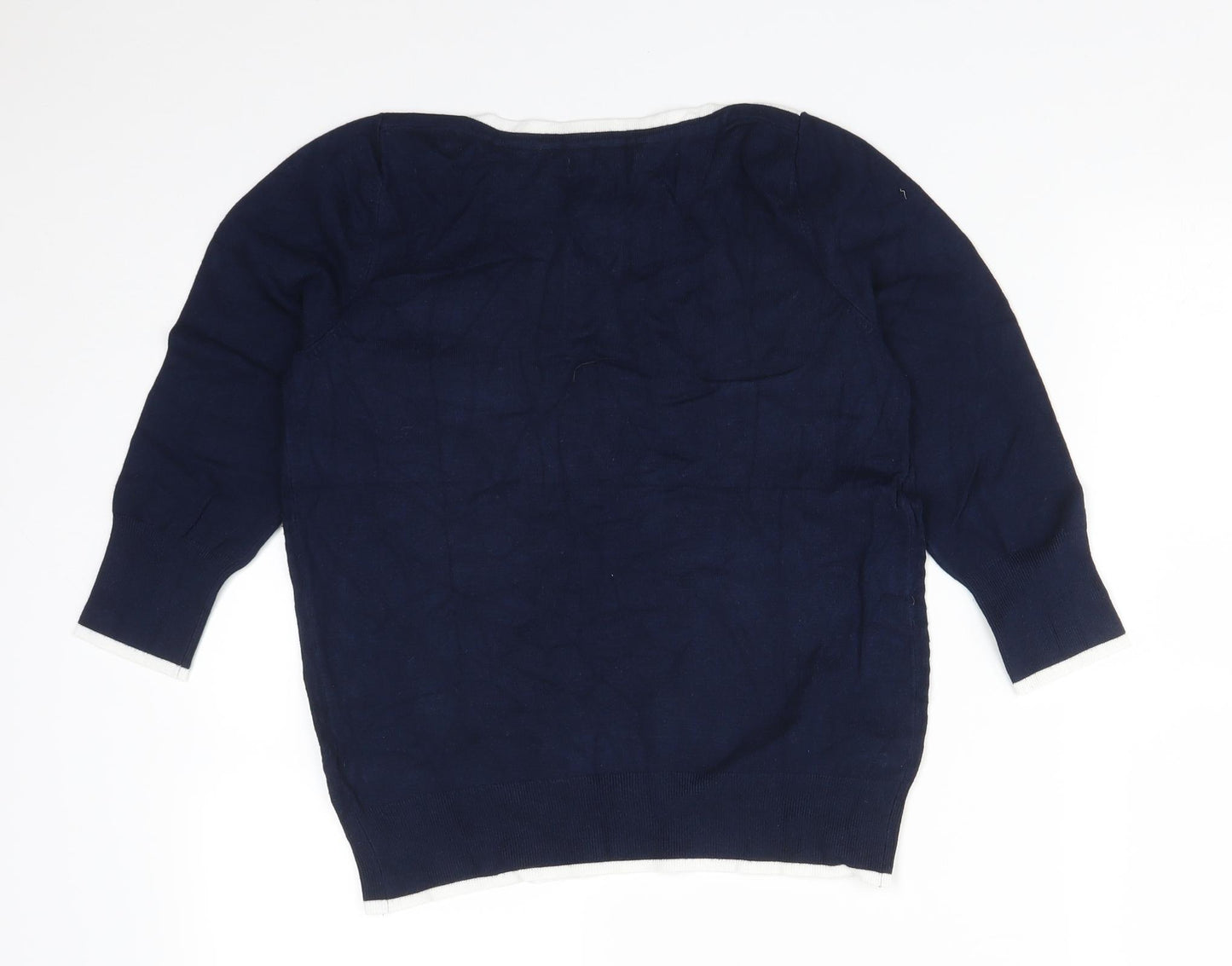 THE COLLECTION Womens Blue  Viscose Basic T-Shirt Size 12 Boat Neck