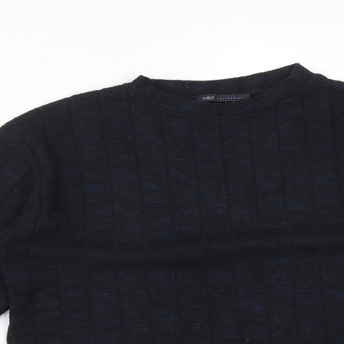 M^S Womens Multicoloured Striped Viscose Basic T-Shirt Size 10 Round Neck