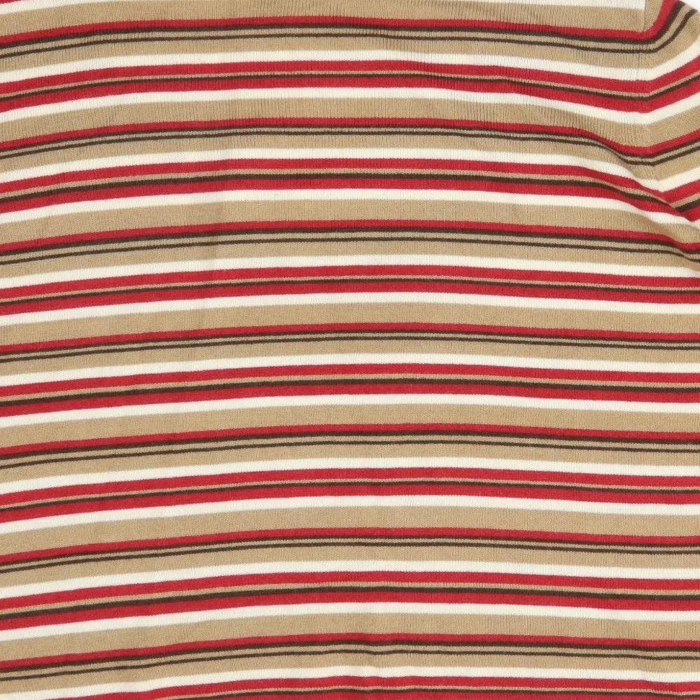 Ann Harvey Womens Multicoloured Striped Acrylic Basic T-Shirt Size 18 Collared
