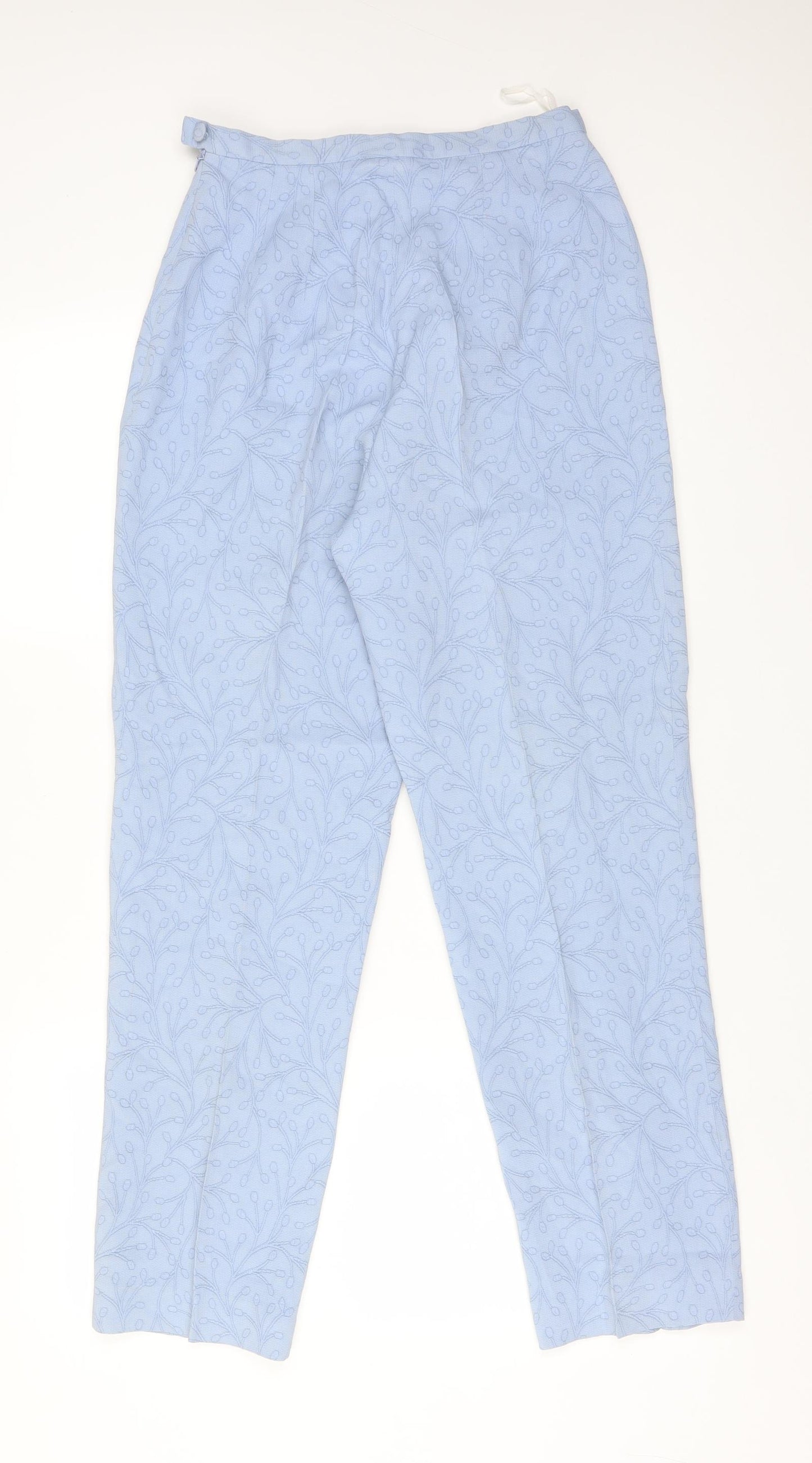 Grace Womens Blue Floral Acetate Trousers  Size 10 L28 in Regular
