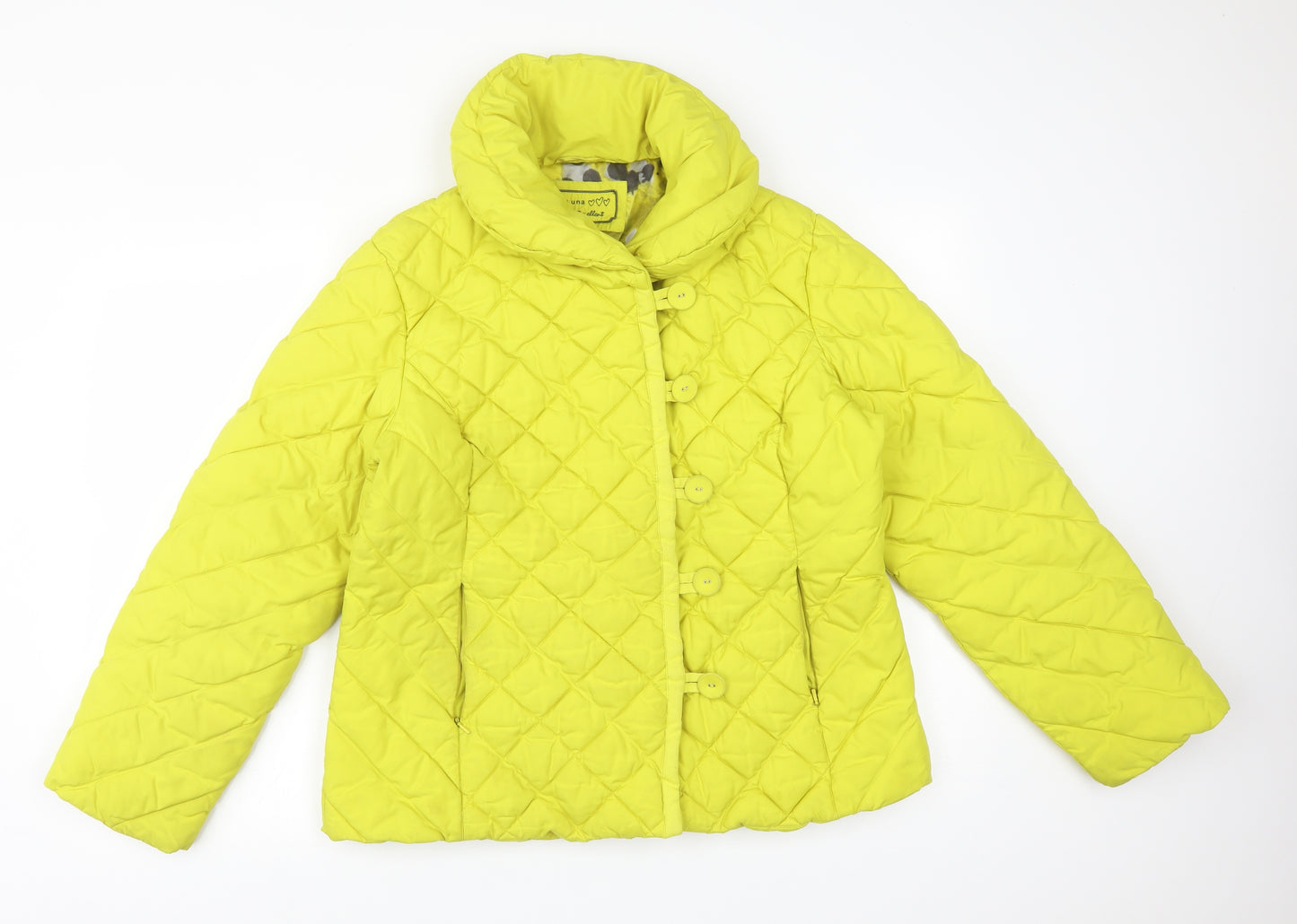 Per Una Womens Yellow Argyle/Diamond  Overcoat Coat Size L